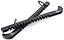 Introducing the SFR Figure Ice Skate Blade Guards in black, crafted with interlocking teeth to securely stabilize luggage on motorcycles or similar vehicles. They feature a curved hook and D-ring for versatile fastening, offering protection akin to blade guards for figure ice skates during transport.