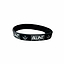 A Blunt Envy Stunt Scooter Wristband in black rubber, showcasing the "BLUNT SCOOTERS" logo and a stylized leaf design, elegantly set against a plain white background. Ideal for fans of Blunt Envy, this accessory adds a stylish touch to your look.