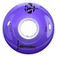 The Luminous LED 85A Quad Roller Skate Wheels in Purple (62mm) feature a white core, black logo, and glow for a vibrant addition to your collection.