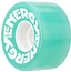 The Radar Energy 78A Quad Roller Skate Wheels in Aqua, measuring 57mm x 32mm, showcase a close-up of their turquoise design with the word "ENERGY" prominently displayed in white letters. Constructed from outdoor urethane, these wheels boast a smooth surface with a white core and visible ball bearings, offering optimal grip and ride quality with their 78A durometer.