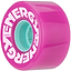 A vibrant purple Radar Energy 78A Quad Roller Skate Wheel, featuring white "ENERGY" text around the edge, is constructed from outdoor urethane. It showcases a green center hub and has a 78A durometer for enhanced performance.