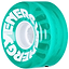 A close-up of a clear green roller skate wheel from Radar, made from urethane and featuring the brand's "ENERGY" marking in white letters, highlights its smooth, glossy finish. This 78A durometer quad wheel is semi-transparent, revealing part of its internal structure, making it perfect for outdoor skating adventures.