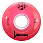 A vibrant red Luminous LED 85A Quad Roller Skate Wheel, 62mm with a white core, features the Luminous logo, stylized text, and is made from 85A durometer urethane.