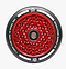 A close-up of a Revolution scooter wheel highlights the Cubed Core Ultralite design. The wheel displays a red geometric cube core surrounded by black rubber edges, with "Revolution Cubed Core Ultralite 110mm Stunt Scooter Wheel - Red" clearly visible around the perimeter.