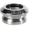 A chrome ring from the Revolution Flow Integrated Stunt Scooter Headset, featuring smooth, polished surfaces and engraved text along the edge. It includes sealed bearings and its cylindrical design indicates its use as a mechanical or industrial component.