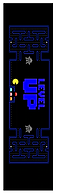 The Revolution Stunt Scooter Griptape - Pac Man by Revolution features a retro arcade game maze design with a yellow character similar to Pac-Man and two ghosts. It showcases vibrant, colorful prints, with large blue text in the center reading "LEVEL UP," surrounded by dot paths and retro pixel graphics on a black background. This design is ideal for those seeking inspiration for modern scooter decks or griptape.