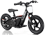 Designed for young riders, the Revvi 12" Kids Electric Balance Bike in black offers an exhilarating experience with its padded seat and twist throttle. It proudly displays Revvi's branding and features robust two wheels with white-lettered tires along with a sleek motor. The bike is equipped with front and rear fenders to ensure a smooth ride every time.