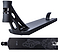 Presenting the Root Industries AIR V2 Black Stunt Scooter Deck - 5.25" x 20.5", expertly crafted from durable aluminum. This deck boasts a sleek, angular design with abstract cloud patterns on the underside and includes a curved rear brake along with an integrated head tube cutout for enhanced performance.