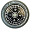 An Infinity Viking 110mm Hollowcore Stunt Scooter Wheel - Runes, round and black with detailed white rune-like designs circling its surface, is centered by a metallic hub. This wheel is recognized for its lightweight construction and high rebound PU material, making it perfect for smooth rides and agile maneuvers.