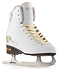 The SFR Glitra Figure Ice Skates - White by SFR are an eye-catching choice for beginner ice skaters, showcasing elegant gold floral patterns, a plush collar, and shimmering gold laces. Equipped with a stainless steel blade for excellent performance, these skates feature unique branding on both the heel and blade holder.