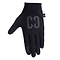 The CORE Aero Skate Protection Gloves in Stealth Black are sleek gloves that feature "CODE" on the index finger and "CØ" on the back. Made from smooth, fitted material, they boast a grip-enhancing design ideal for riding enthusiasts. They also include a small tag on the side and are touch screen friendly for convenient device use.