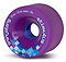 The Orangatang Stimulus 70mm 83A Longboard Wheels in purple feature a blue core and are designed for sliding while providing excellent grip. Adorned with the words "stimulus" and "orangatang," they boast specifications of "70 mm," "42 mm contact," and a durometer of "83a." Their checkered blue and purple design enhances their already impressive functionality.