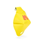 The Moxi Beach Bunny Roller Skate Toe Cap in the Strawberry Lemonade colorway showcases a distinctive folded design with a small hole near the bottom. Adorned with a red "M," its vibrant yellow hue, crafted from soft material, stands out against a white background.