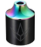 The Blunt Envy Street Stunt Scooter Peg Oil Slick Neochrome - Front is a sleek black metal cylinder with a shiny, rainbow-colored conical top. It boasts an etched geometric design on the side and is crafted from durable chromoly steel, offering both style and strength—perfect for enhancing your scooter setup.