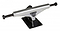 The Sushi Pagoda Silver / Black Skateboard Trucks, sized at 133mm, feature a sleek silver hanger with a black baseplate. They are equipped with high-tensile steel axles for enhanced durability, and the stylish "Sushi" brand logo is elegantly printed in black on the hanger, ensuring both performance and aesthetic appeal.