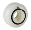 The Sushi Pagoda Team V2 51mm 99A Skateboard Wheels in white feature a bold design with black accents, proudly displaying "Sushi Skateboards." These wheels are crafted from Super High Rebound Urethane for exceptional performance and showcase an artistic pagoda graphic.
