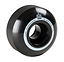 A close-up of the Sushi Pagoda Team V2 Skateboard Wheel highlights the iconic branding. The 52mm wheel boasts a 99A durometer made from Super High Rebound Urethane, delivering a smooth ride. Its design features a black finish enhancing both traction and style.