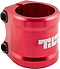 The Tilt ARC 2 Bolt Oversized Stunt Scooter Clamp in red prominently displays the brand name "TILT" in white. It is designed for HIC builds and features aluminum bars secured with two black screws to ensure reliable fastening.