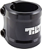 The Tilt ARC 2 Bolt Oversized Stunt Scooter Clamp in black is crafted from 6061 T6 aluminum, featuring two screws and the brand name "TILT" printed in white. This durable clamp is perfect for securing parts on scooters with oversized bars.
