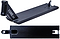 Here's a rephrased version of the sentence using the provided product data:

A pair of perspectives on the Tilt Stage 1 Black Stunt Scooter Deck, sized at 5.5" x 21", exhibit its sleek, box-cut design. The top surface is flat with a subtle logo accentuation, whereas the underside showcases structural details and attachment areas for wheels, all engineered for peak street performance.