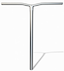 The Legacy Bend Titanium Oversized HIC Stunt Scooter Bars in chrome (660mm x 600mm) by Legacy feature a T-shaped, straight vertical stem and two horizontal grips, delivering a clean, lightweight, and durable design against a plain white background.