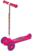 Introducing the Ozbozz Trail Twist V4 Kids Tri-Scooter in Pink, a child’s tilt-to-steer scooter with a strong handlebar and three wheels designed to improve balance and coordination. The deck features colorful graphics, while the handle grips and wheels are pink, prominently displaying the "Ozbozz" brand on the stem.