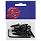 A package of Osprey Skateboard Allen Truck Bolts - 1" Black, featuring screws, nuts, and an L-shaped hex key on a white background—perfect for skateboards.