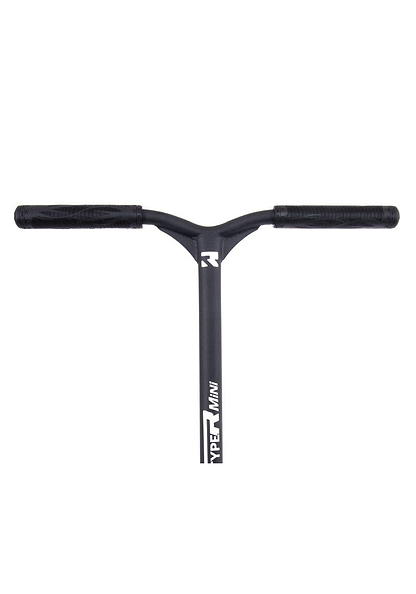 Close-up of the black handlebar from the Root Industries Type R MINI Complete Stunt Scooter - Rocket Fuel Neochrome.