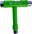 Introducing the Ventro Roller Skates / Skateboard Multi T-Tool in green—crafted by Ventro, this versatile tool features durable metal socket ends and an integrated wrench, making it ideal for adjusting your skateboard or roller skate hardware on the go.