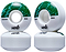 The Verb Dip 52mm 99A Skateboard Wheels in Marble Mint Green come in a set of four, stacked in pairs. They showcase an eye-catching marble dip design near the top edge and are crafted from rebound urethane for a smoother ride. Each wheel features "52mm" and "99A," with the brand name "Verb" elegantly printed in black on the side.