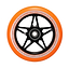 The Blunt Envy One S3 110mm Stunt Scooter Wheel from Blunt Envy showcases a black star-shaped hub set within an orange urethane wheel, complete with visible ABEC 9 bearings. Featuring the text "One Hundred Ten X Twenty Four MM 86A" on the rim, it's engineered to provide exceptional performance and stability for stunt scooters.