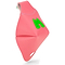 A face mask inspired by Moxi's energetic style, featuring a pink design with a green "M" logo on the side, similar to the spirited look of the Moxi Beach Bunny Roller Skate Toe Caps - Watermelon. It has a structured shape and an ear placement hole, ideal for roller skate enthusiasts.