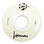 A white Luminous LED 85A Quad Roller Skate Wheel, 62mm, features "Luminous" branding, "62 mm," "85A durometer," and a black logo printed on it.