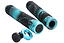 The Blunt Envy Will Scott Black/Teal Stunt Scooter Grips, measuring 170mm, are crafted from thermoplastic rubber and sport geometric patterns. The set comes with two grips and coordinating end caps.