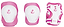 Introducing the Zycom Child Combo Skate Protection Pad Set in Pink and White: this set includes three pads—two for either knees or elbows and one wrist guard. Enhanced with EVA foam padding, it provides outstanding protection for children during skating and similar activities. The mesh design highlights the Zycom logo prominently.