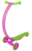 The Zycom C100 Mini Cruz Complete Scooter is a vibrant and lightweight three-wheel ride adorned in a playful pink and lime color scheme. It showcases a curved pink handlebar and base, complemented by green hand grips and a green deck. The wheels feature pink spokes with green rims, enhancing its lively appeal.