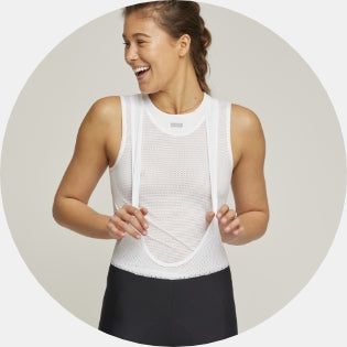SuperFIT cycling bib shorts on woman smiling