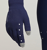 Core / AquaSHIELD Gloves - Navy. 3 layer bonded woven knit, water-resistant, lightweight, breathable, silicone palm print.
