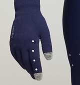 Core / AquaSHIELD Gloves - Navy. 3 layer bonded woven knit, water-resistant, lightweight, breathable, silicone palm print.