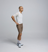 Side profile of Men's Porcelain Ray Air Cycling Jersey – showcasing ventilation zones and close-fit silhouette for warm-weather efficiency