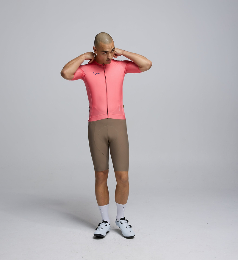 Pedla cycling Essentials Men's Classic Cycling Jersey Coral front view breathable moisture wicking