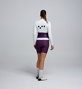 Back view of Women's Midweight Long Sleeve Jersey in Porcelain – four-pocket system with reinforced construction for daily riding use