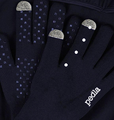 Core / AquaSHIELD Gloves - Navy. 3 layer bonded woven knit, water-resistant, lightweight, breathable, silicone palm print.