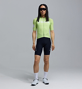 Men's Dots Air Jersey Glow front view, lightweight breathable cycling jersey with mesh panels on chest, back and sleeves, moisture-wicking fabric, UPF 15+ sun protection, slim performance fit and low-profile 3-pocket rear