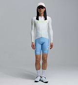 Men's Dots Classic long-sleeve cycling jersey in Porcelain Glow, breathable SPF50 moisture-wicking four-way stretch with side ventilation panels, form-fitting race fit and soft silicone hem gripper (front view)
