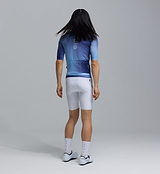 Men's LunaAir navy gradient cycling jersey back view, race-fit moisture-wicking fabric, breathable Signature AIR mesh sleeves, UPF 35+ sun protection, silicon gripper hem and three rear pockets for road, commute and training rides