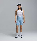 Pedla SuperFIT 2.0 men's powder blue cycling bib shorts front view, white bib straps, Elastic Interface chamois, Italian performance fabric, aerodynamic fit, seamless cuffs, reflective logos