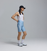 Pedla SuperFIT 2.0 men's powder blue cycling bib shorts side view — Italian fabric, Elastic Interface chamois, breathable straps, seamless cuffs, aerodynamic fit and reflective logos