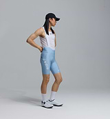 Pedla SuperFIT 2.0 men's powder blue cycling bib shorts side view — Italian fabric, Elastic Interface chamois, breathable straps, seamless cuffs, aerodynamic fit and reflective logos