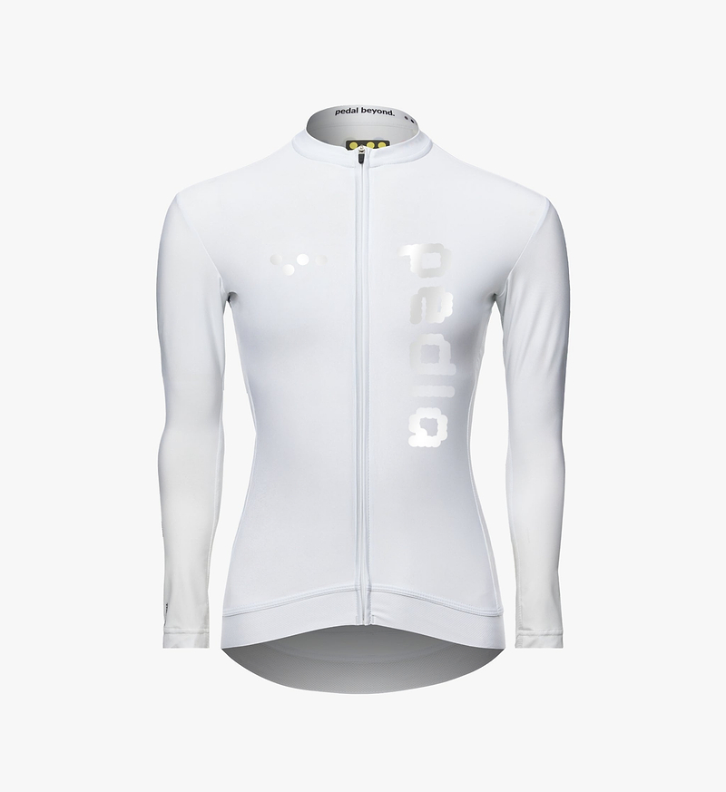 Pedla Dots Women's Classic Long Sleeve Cycling Jersey Reflective White breathable, comfortable, performance